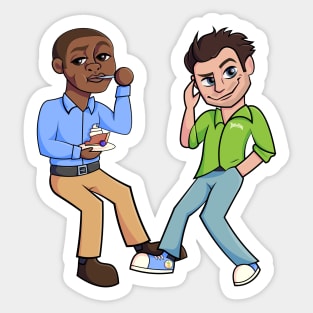 Psych, Shawn and Gus - Anime Chibi Style Sticker